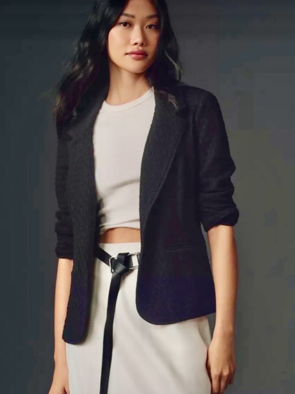 Anthropologie NWT Porridge Texture Knit Black Blazer S